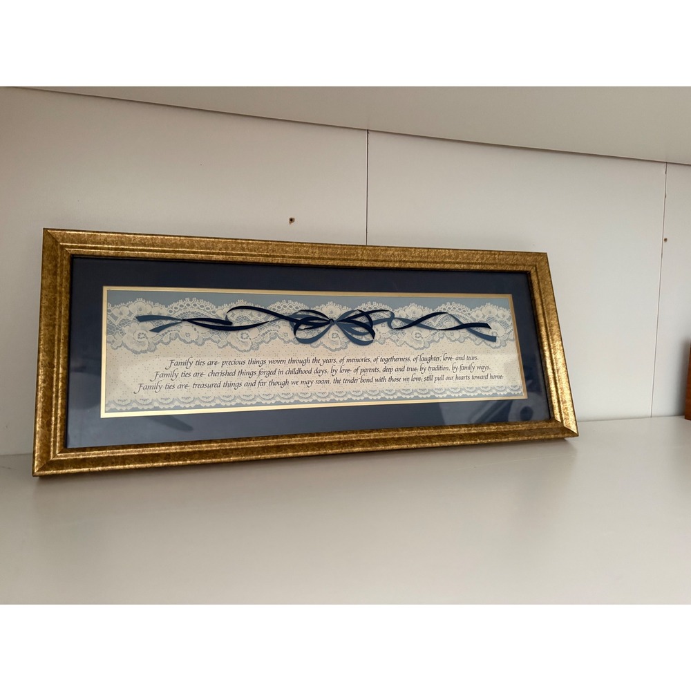 Imagine Design Inc Family Ties Framed Wall Art Gold Tone Lace Ribbon 17x7